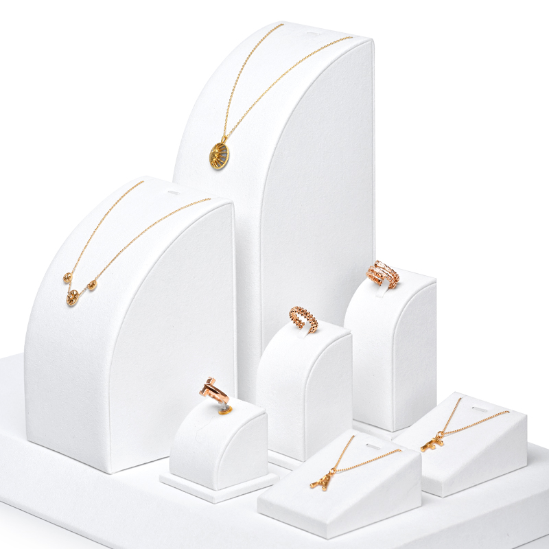 FANXI luxury metal frame with white microfiber jewellery display set