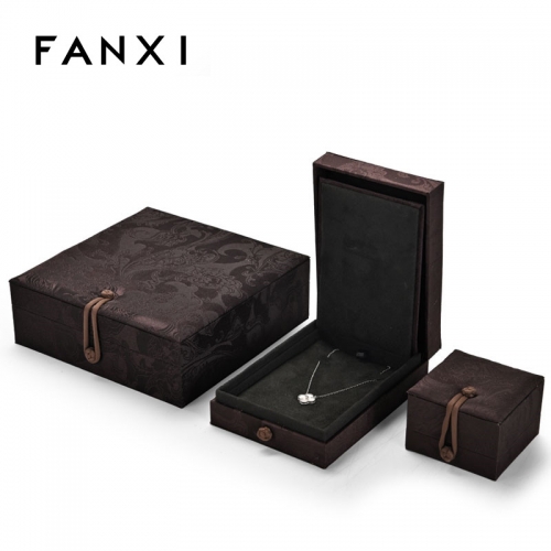 Custom brown silk jewelry packaging box