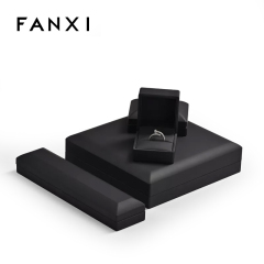 FANXI wholesale rubber paint black jewelry box for ring earring pendant bangle bracelet necklace