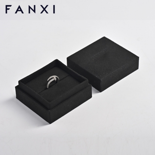 Wholesale custom logo/colour black microfiber jewellery ring box