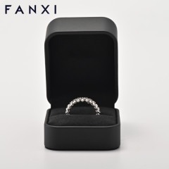 FANXI wholesale custom logo/colour black leather jewelry box with velvet inside