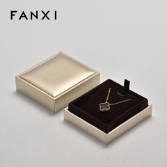 Custom gold PU leather jewellery packaging box