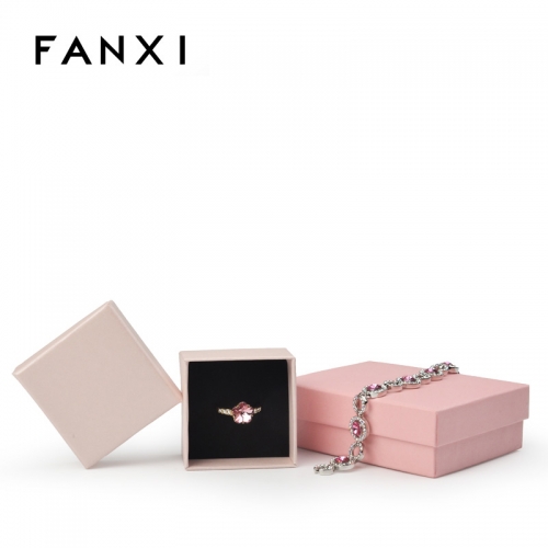 FANXI Custom Jewelry Packing Boxes With Foam Insert For Ring Earrings Necklace Bracelet Packaging Cheap Paper Pink Gift Box
