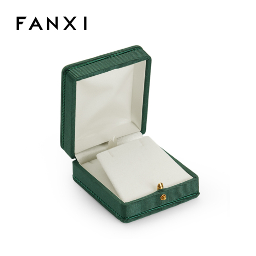 Green silk cloth jewelry packaging box with flannelette inside
