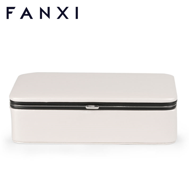 FANXI factory wholesale custom black Jewelry Box Girls lockable Jewelry Organizer Mini Travel Case with Mirror