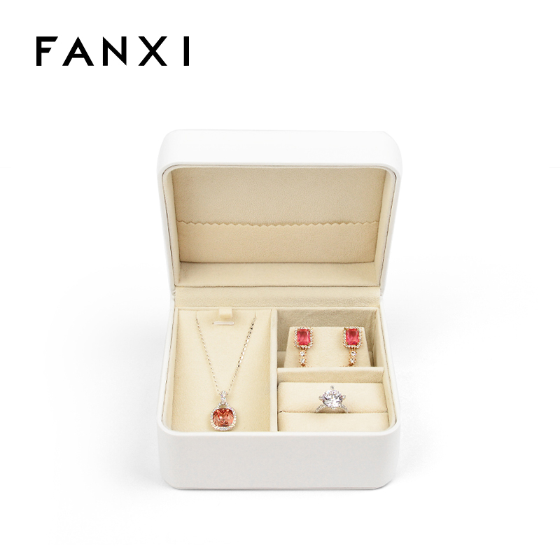 FANXI factory custom logo luxury leather jewelry box organizer