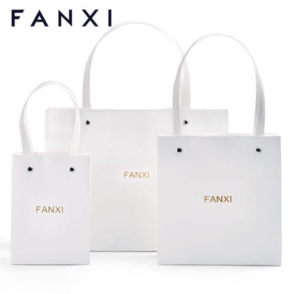 FANXI factory custom cheap kraft handle paper bag with logo print