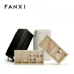 FANXI Wholesale Custom New Fashion Portable PU Leather Earrings Ring Pendant Trinkets Case Jewelry Kits Storage Package Box Jewelry Carrying Case