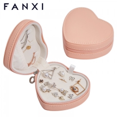 Peach pink heart design love jewelry storage box