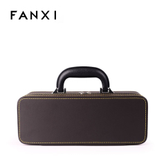 FANXI Factory Custom Coffee or Black Color PU Leather Velvet Insert Traveling Business Using Jewelry Storage Case