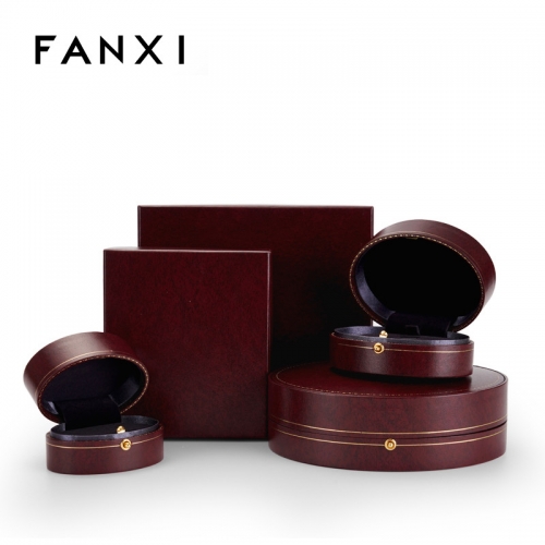High-end wine red round shape jewelry packaging box