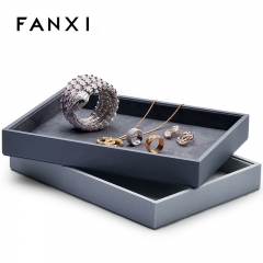 leather jewelry display tray with microfiber inside for ring earring pendant bracelet bangle necklace watch