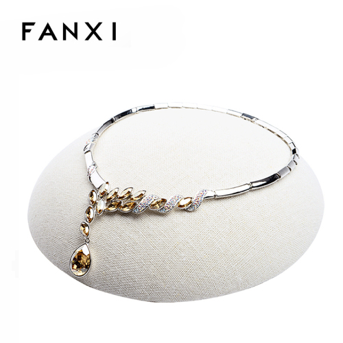 FANXI Special Shape Custom Logo Linen Jewelry Display Stand For Colourful Silver Pendant Necklace Jewellery Holder Exhibition