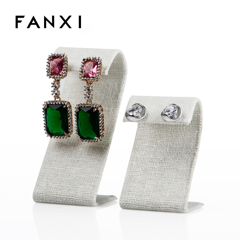 FANXI custom wholesale S model gray velvet jewelry display set earring stand hanger showcase earring display stand