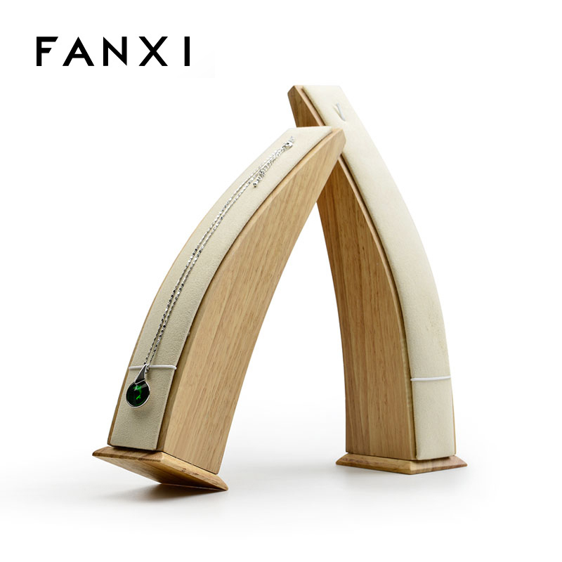 FANXI Wholesale Solid Wood With Microfiber Jewelry Display Stand For Bracelet Necklace Jewelry Showcase Watch Display Holder