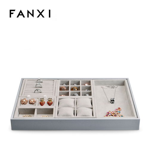 stakable leather jewelry ring organizer display tray