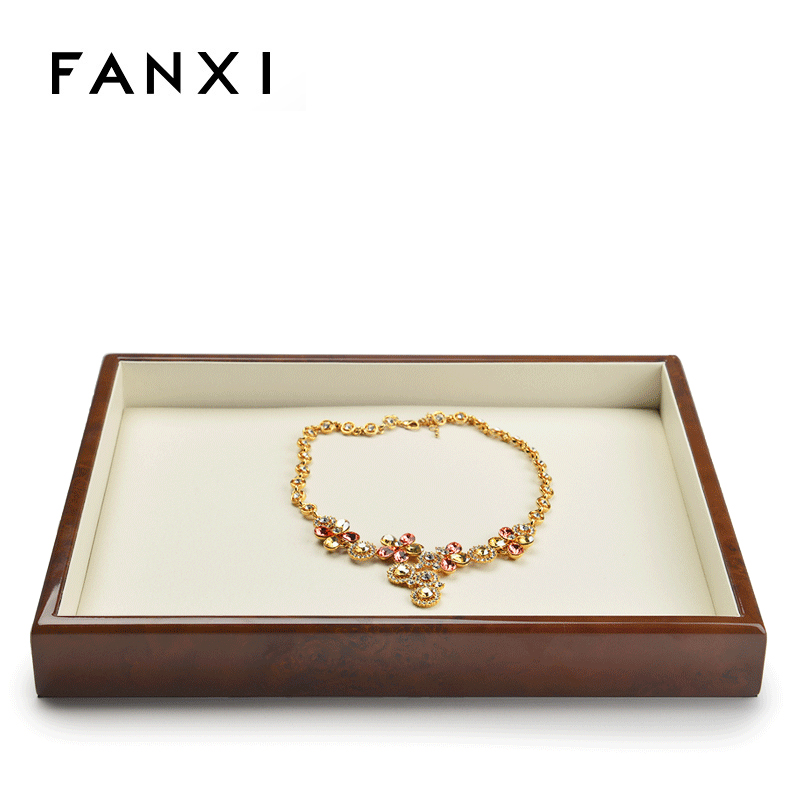 FANXI Custom Red Lacquer Jewellery Serving Tray With Beige Microfiber For  Ring Necklace Bracelet Display Luxury