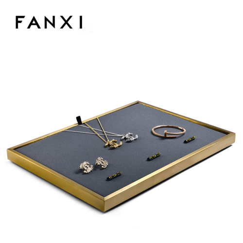 gold jewelry necklace display tray