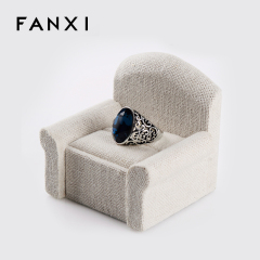 FANXI Elegant Sofa Shape Linen Ring Display Stand For Jewelry Counter Earrings Stud Holder Exhibition