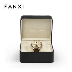 FANXI factory custom logo black leather watch display box