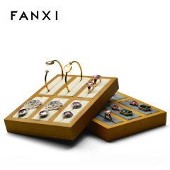 FANXI OEM Custom Jewellery Display Trays For Bangle Bracelet Exhibitor Solid Wooden Ring Jewelry Tray
