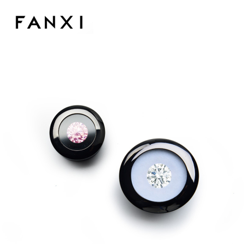 FANXI Cunstom Glossy Black Diamond Display Box With Foam Insert Luxury Metal Loose Diamond Display