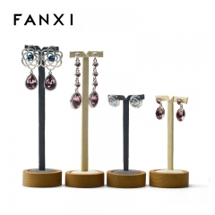 FANXI Wholesale Wooden Jewelry Exhibitor Organizer With Metal Rack For Ear Stud Custom Earrings Display Holder