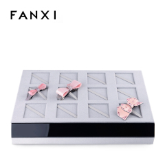 FANXI Factory Custom Logo Size Color Grey Velvet Insert Acrylic Hair Pin Bobby Pin Display Tray