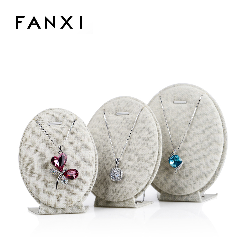 FANXI Unique Creamy White Foldable Linen Jewelry Display Stand For Pendant Necklace Holder