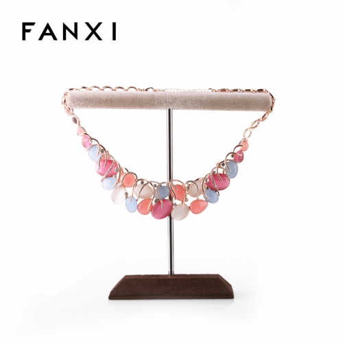 FANXI Factory Custom Color Made By Metal Wood Velvet Hairpin Bobby Pin Hair Band T Shape Display Stand