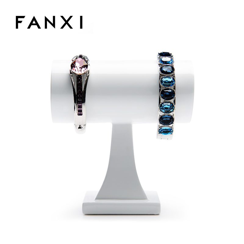 FANXI Luxury White Glossy finish White Lacquer Shop Exhibitor Oganizer For Ring Earrings Bangle Bracelet Showcase Resin Jewelry Display