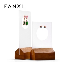 FANXI factory custom wooden acyrlic hook earring display card stand