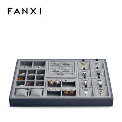 stakable leather jewellery organizer display tray