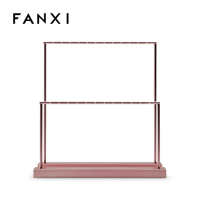 FANXI Custom Luxury Earrings display stand removable Rose Gold Metal Earrings holder