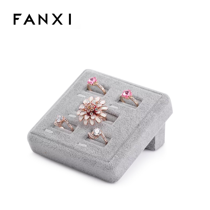 FANXI Accept Custom Functional Countertop Organizer High End Velvet Ring Display Stand