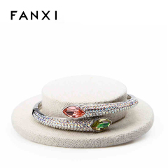 FANXI Factory Wholesale Custom Jewelry Display Round Flat Linen Bracelet Bangle Display