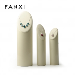 FANXI Original Design Accept Custom Beige Color PU leather Resin Necklace Jewelry Display Stand