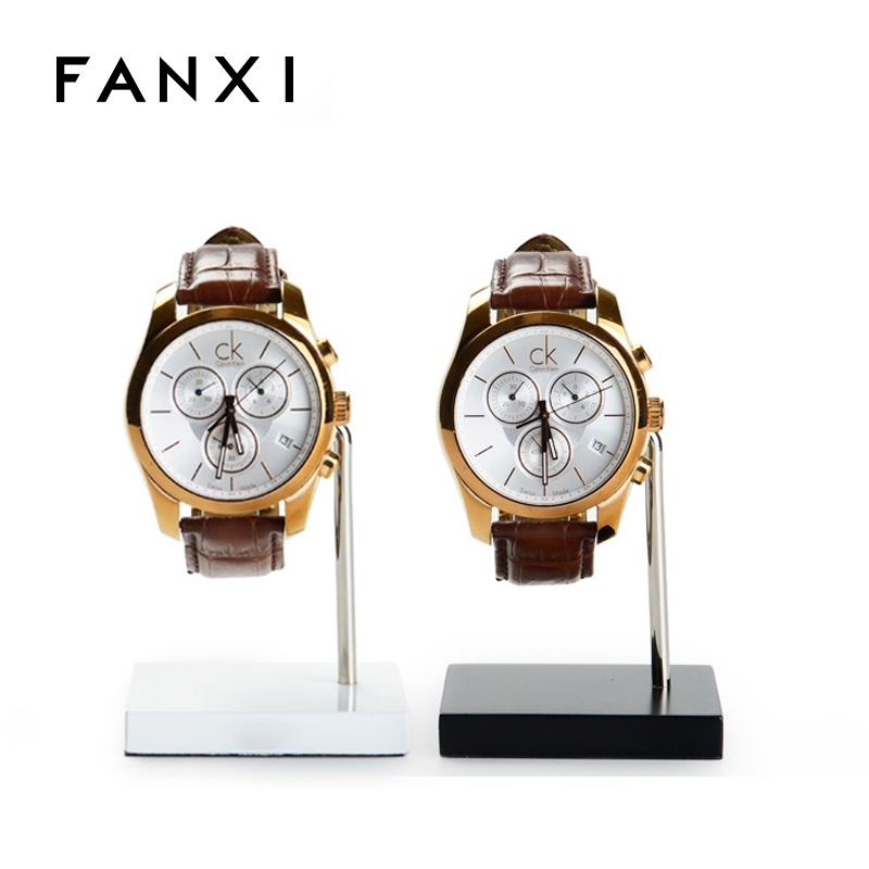 FANXI Wholesale Custom Wood With Lacquer Base and Transparent Acrylic Rack For Bangle Jewelry And Wrist Watch Display Stand