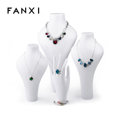FANXI Custom White Lacquer Necklace Busts Resin Necklace Display Mannequin