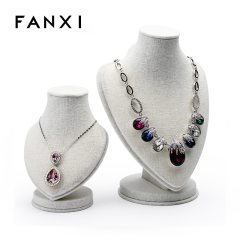 FANXI China Product Custom Linen Heart Display Stand For Necklace/Pendant Mannequin Doll Jewelry Holder Figurines
