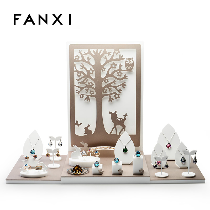 FANXI Custom Logo plexiglass Jewellery Shop Showcase For Ring Earrings Necklace Bangle Bracelet Acrylic Jewelry Display