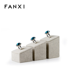FANXI Wholesale Factory Custom MDF Wrapped With Beige Linen Jewelry Shop Jewelry Display Ring Counter