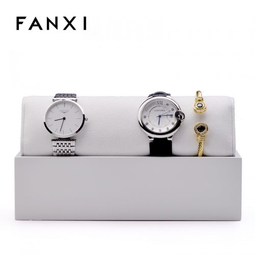 FANXI Custom gray glossy finish with white microfiber pillow for Bangle Holder Watch Display stand