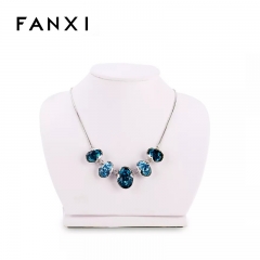 FANXI Wholesale mannequin Jewelry Stand Holder White PU Leather Necklace Bust Jewelry Display