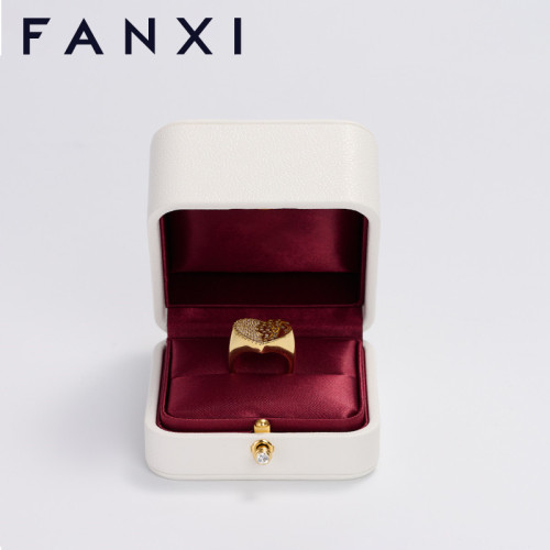 FANXI custom logo &amp; colour leather jewelry packaging box with satin inside