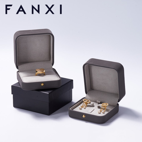 FANXI custom logo &amp; colour PU leather jewelry box with microfiber inside