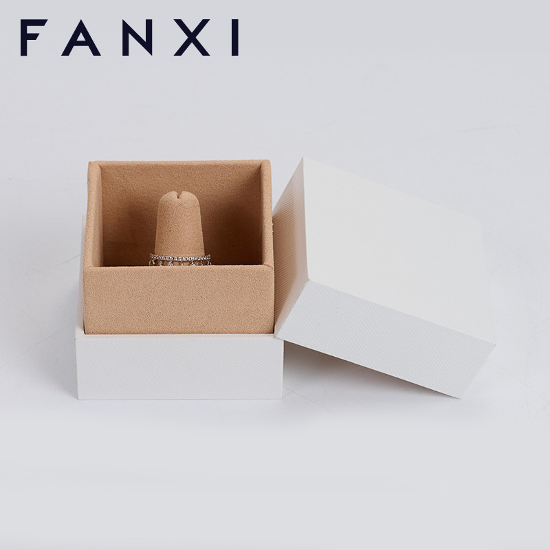 FANXI custom logo & colour leatherette jewelry packaging box with microfiber inside