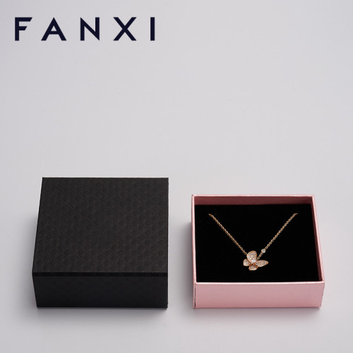 FANXI custom logo &amp; colour leatherette paper jewelry packaging box