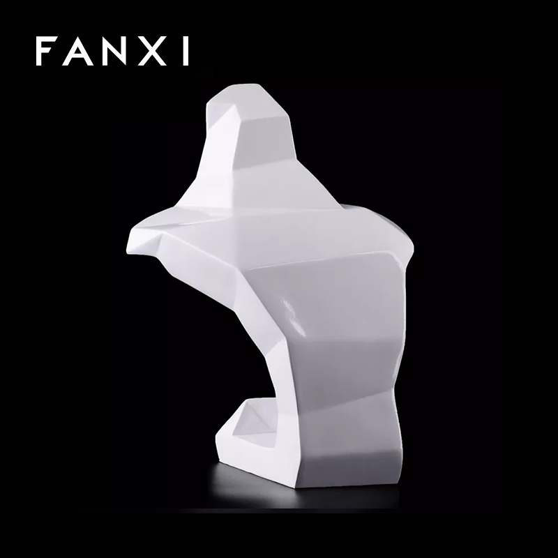 FANXI Custom Color White Glossy Finish Lacquer Jewelry Display Mannequin Model Luxury Resin Necklace Bust