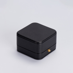 FANXI custom logo & colour black leather jewelry packaging box with beige velvet inside